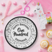 年齢100散乱数パターン黒/白 ペーパープレート (パーティー)