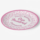 年齢100散乱数パターン（ピンク/白） ペーパープレート (アングル)