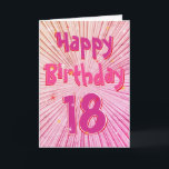 年齢18おもしろい3Dピンクキャンディ18th誕生日カード カード<br><div class="desc">年齢18おもしろい3Dピンクキャンディ18th誕生日カード。ピンクの明るい色の3D効果放射状線のパターンデザインピンク、紫、赤とハッピーバースデー文字、18の数字と星。内側の読文字: "Wishing You A Very Happy 18誕生日",好きな内側の文字をパーソナライズもし.</div>