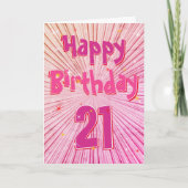 年齢21おもしろい3Dピンクキャンディ21stバースデーカード カード (正面)