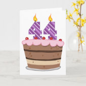 年齢44オンお誕生日ケーキ カード (黄色い花)