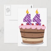 年齢44オンお誕生日ケーキ ポストカード (正面/裏面)