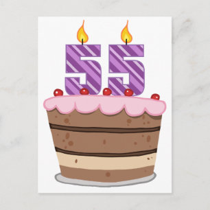 年齢55オンお誕生日ケーキ ポストカード