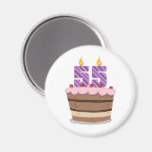 年齢55オンお誕生日ケーキ マグネット (正面/裏面)