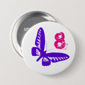 年齢8.のための紫色の蝶ボタン 缶バッジ (正面&裏面)