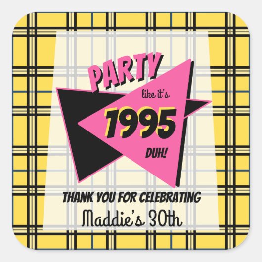 年齢90代の誕生日パパーソナライズされたーティー スクエアシール (正面)