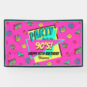年齢90年代のレトロなバースデーパーソナライズされたタバナー 横断幕 (横)
