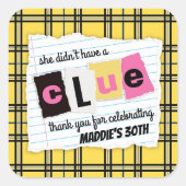 年齢90年代の黄色い格子状のサプライズ誕生日パーティー スクエアシール (正面)