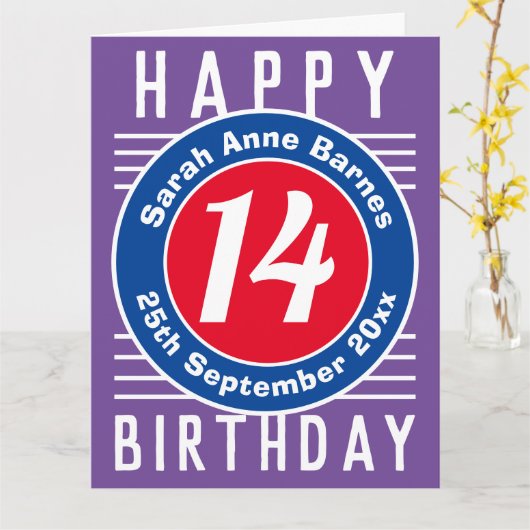 年齢、名前、日付の付いた子どもの誕生日カード カード (黄色い花)