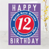 年齢、名前、日付の付いた子どもの誕生日カード カード (黄色い花)