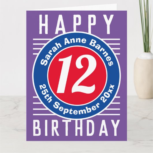 年齢、名前、日付の付いた子どもの誕生日カード カード (正面)