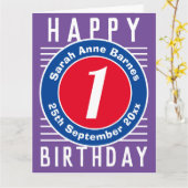 年齢、名前、日付の付いた子どもの誕生日カード カード (黄色い花)