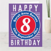 年齢、名前、日付の付いた子どもの誕生日カード カード (正面)