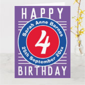 年齢、名前、日付の付いた子どもの誕生日カード カード (黄色い花)