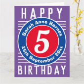 年齢、名前、日付の付いた子どもの誕生日カード カード (黄色い花)