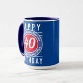 年齢、氏名、日付と40歳の誕生日マグカップ マグカップ (正面左)