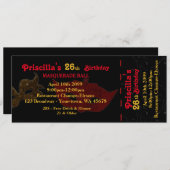 年齢、第26の招待状のチケットのstyl、誕生日の女性 招待状 (正面/裏面)