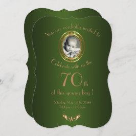 年齢、誕生日のパーティの招待状の人、緑写真 招待状