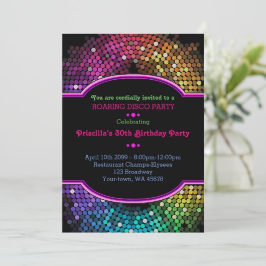 -年齢、誕生日の招待のパーティー、Gatsbyのディスコ 招待状 (スタンド正面)