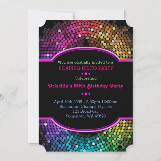 -年齢、誕生日の招待のパーティー、Gatsbyのディスコ 招待状 (正面)