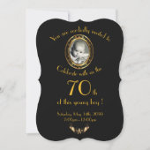 年齢,誕生日パーティーの招待マン,写真,黒 招待状 (正面)