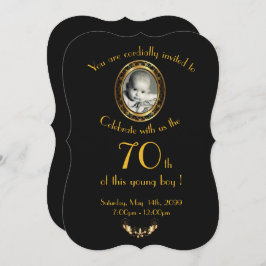 年齢，誕生日パーティーの招待マン，写真，黒 招待状