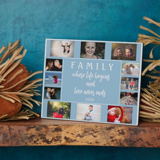 年1回の家族ことわざブルーキープサケ写真コラージュ フォトプラーク (側面)