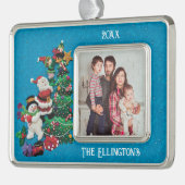 年、名前、写真かわいい休日をパーソナライズ シルバープレートフレームオーナメント (左)