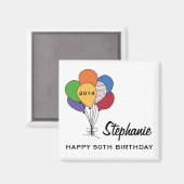 年，年齢，名前のパーソナライズされた誕生日 マグネット (正面/裏面)