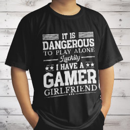 幸いにもゲーマーのガールフレンドおもしろいカップル Tシャツ