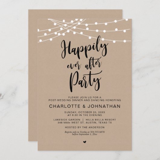 幸いにもパーティーの後に、ポスト結婚の駆け落ち 招待状 (正面/裏面)