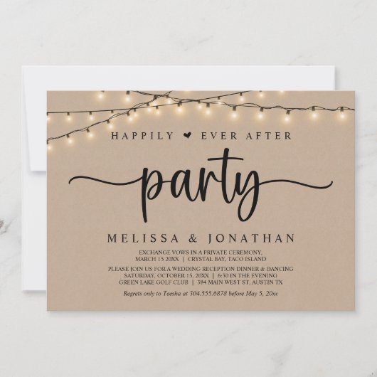 幸いにもパーティーの後に、文字列ライトの飛び出し 招待状 (正面)