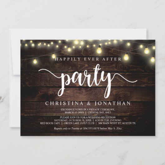 幸いにもパーティーの後に、文字列ライトの飛び出し 招待状 (正面)