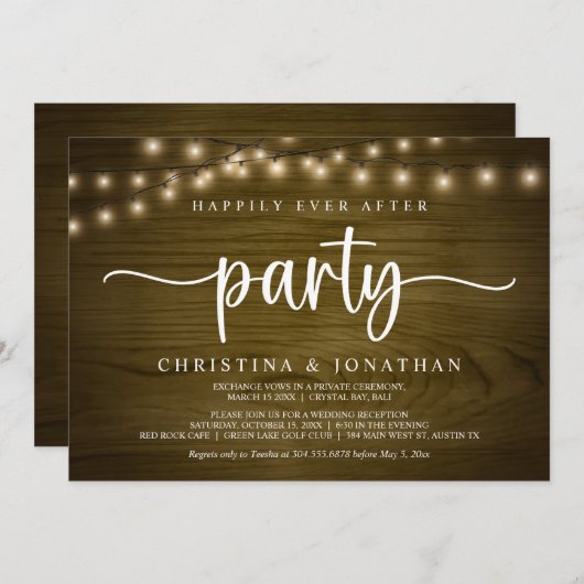 幸いにもパーティーの後に、文字列ライトの飛び出し 招待状 (正面/裏面)