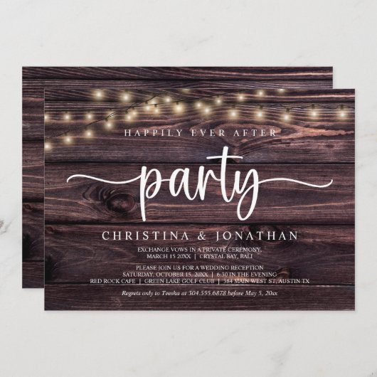 幸いにもパーティーの後に、文字列ライトの飛び出し 招待状 (正面/裏面)
