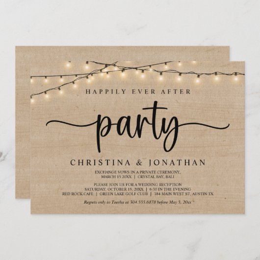 幸いにもパーティーの後に、文字列ライトの飛び出し 招待状 (正面/裏面)