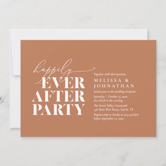 幸いにもパーティーの後モダンの披露宴 招待状 (正面)