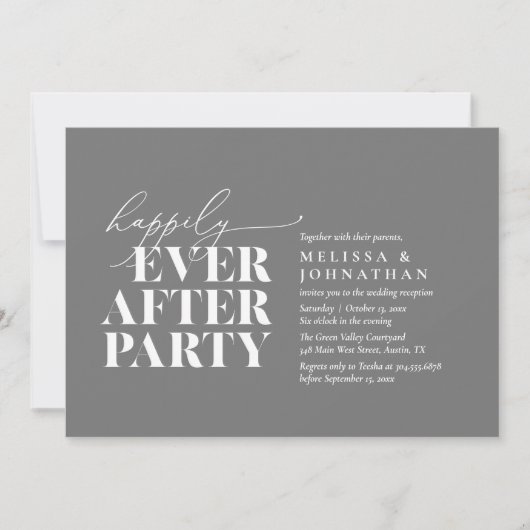 幸いにもパーティーの後モダンの披露宴 招待状 (正面)