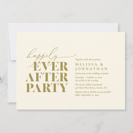 幸いにもパーティーの後モダンの披露宴 招待状 (正面)