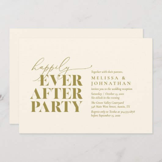 幸いにもパーティーの後モダンの披露宴 招待状 (正面/裏面)