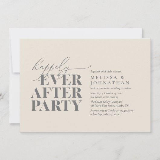 幸いにもパーティーの後モダンの披露宴 招待状 (正面)