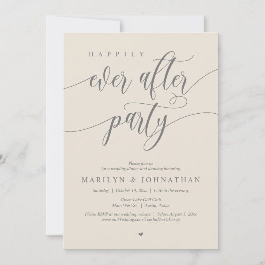 幸いにもパーティーの結婚ディナー踊り 招待状 (正面)