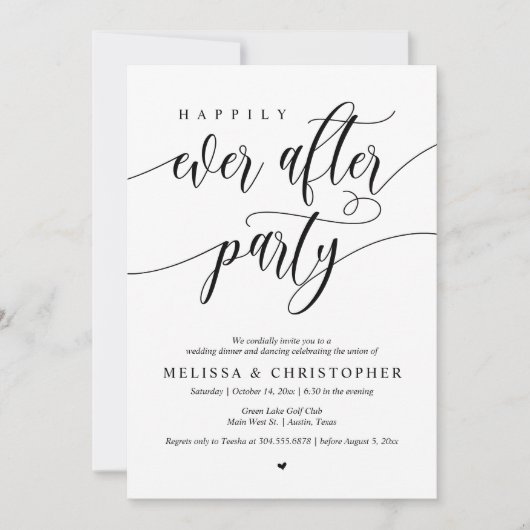 幸いにもパーティーの結婚ディナー踊り 招待状 (正面)