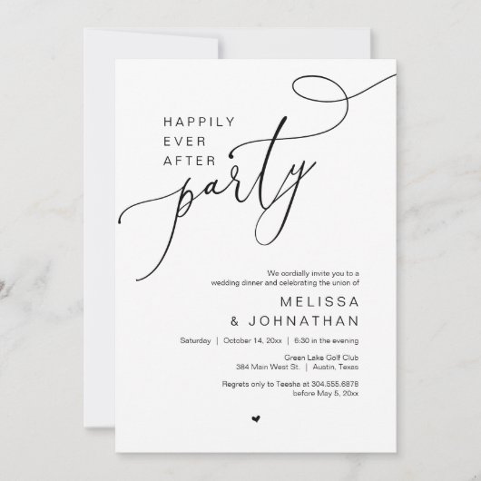 幸いにもパーティーの結婚ディナー踊り 招待状 (正面)