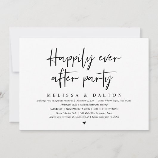 幸いにもパーティーの駆結婚け落ちディナー 招待状 (正面)