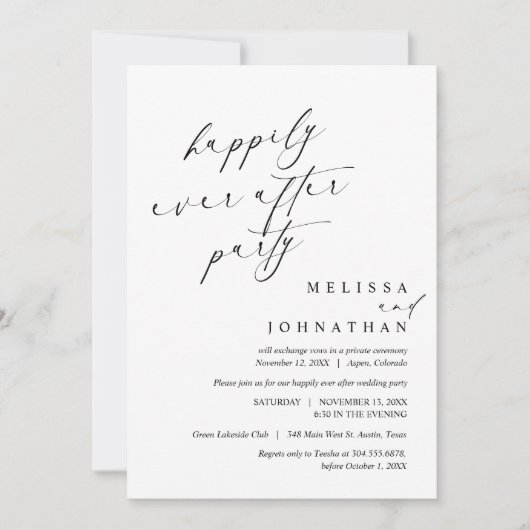 幸いにもパーティーの駆結婚け落ちディナー 招待状 (正面)