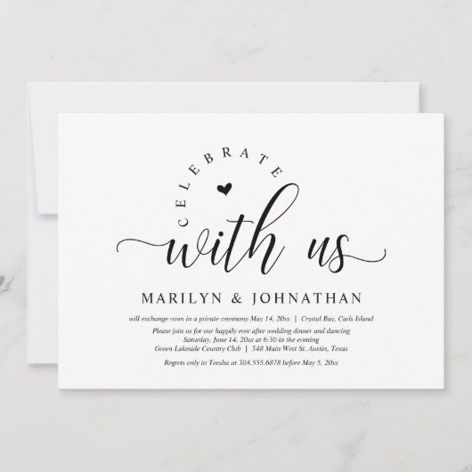 幸いにもパーティーの駆結婚け落ちディナー 招待状 (正面)