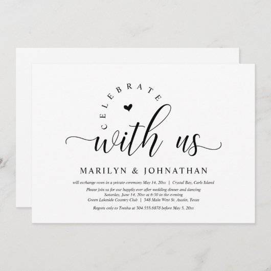 幸いにもパーティーの駆結婚け落ちディナー 招待状 (正面/裏面)