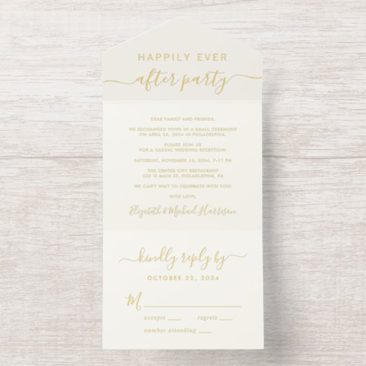 幸いにもパーティークリーム結婚式 オールインワン招待状 (内側)