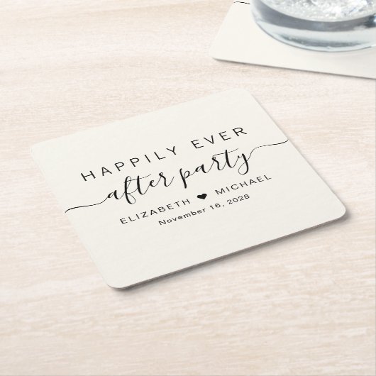 幸いにもパーティークリーム結婚式 スクエアペーパーコースター (アングル)